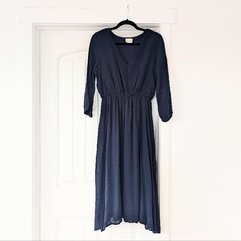 Elegant Navy Blue Midi Dress